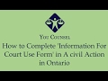 How to Complete &quot;Information For Court Use Form&quot; in a Civil Action in Ontario