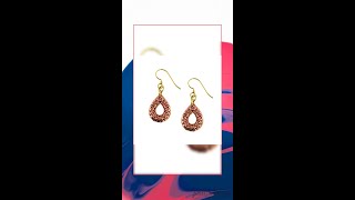 Copper Ornate Scroll Open Teardrop Earrings