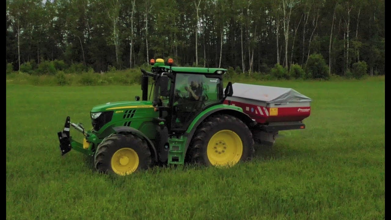 Spreading fertilizer on winter wheat