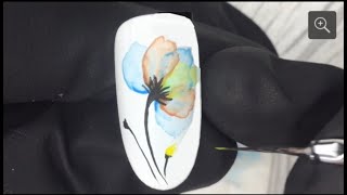 Watercolor flower nail design