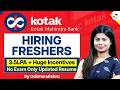 Kotak Bank Freshers Hiring | Bank Jobs Across India | No Experience Needed | Udisha Ma'am