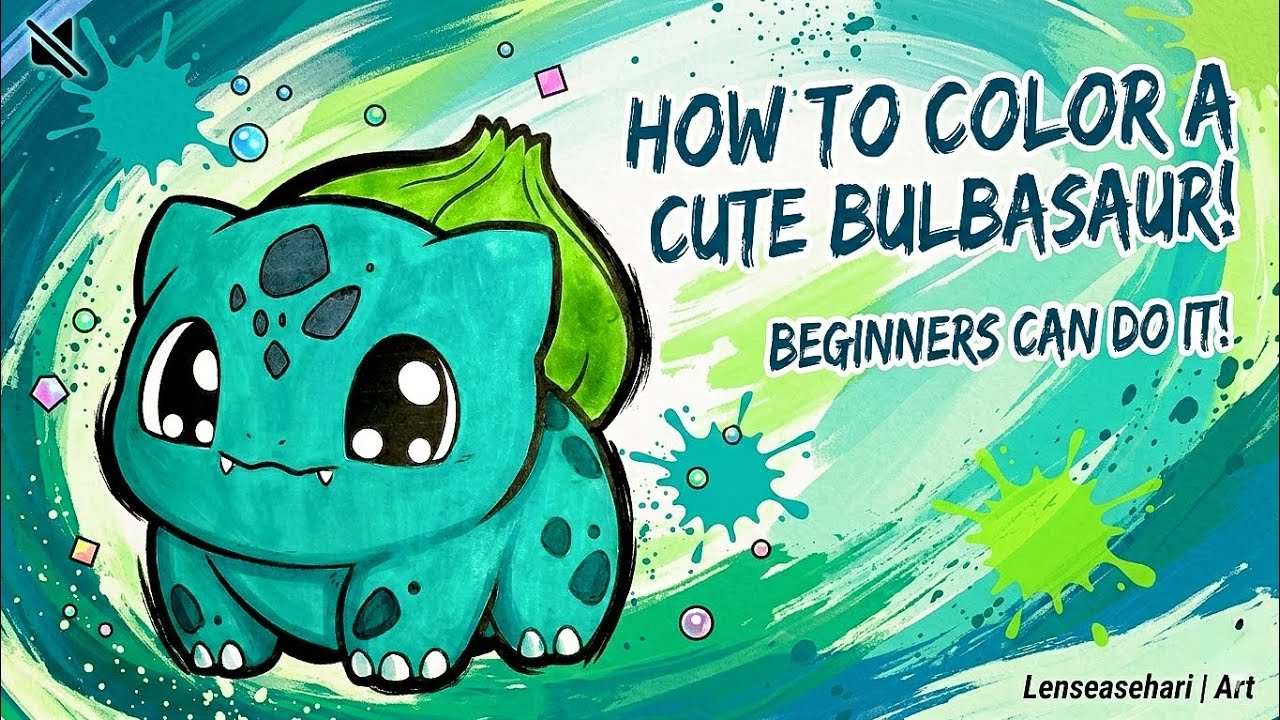 How to Color Cute Bulbasaur 🌱 | Easy Tutorial for Beginners. - YouTube