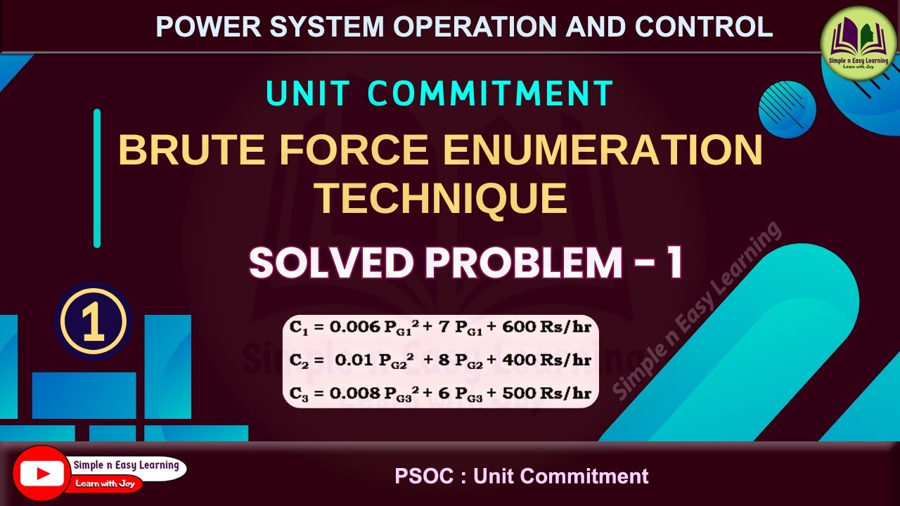 Unit Commitment | Solved Problem - 1 | Power system operation and ...