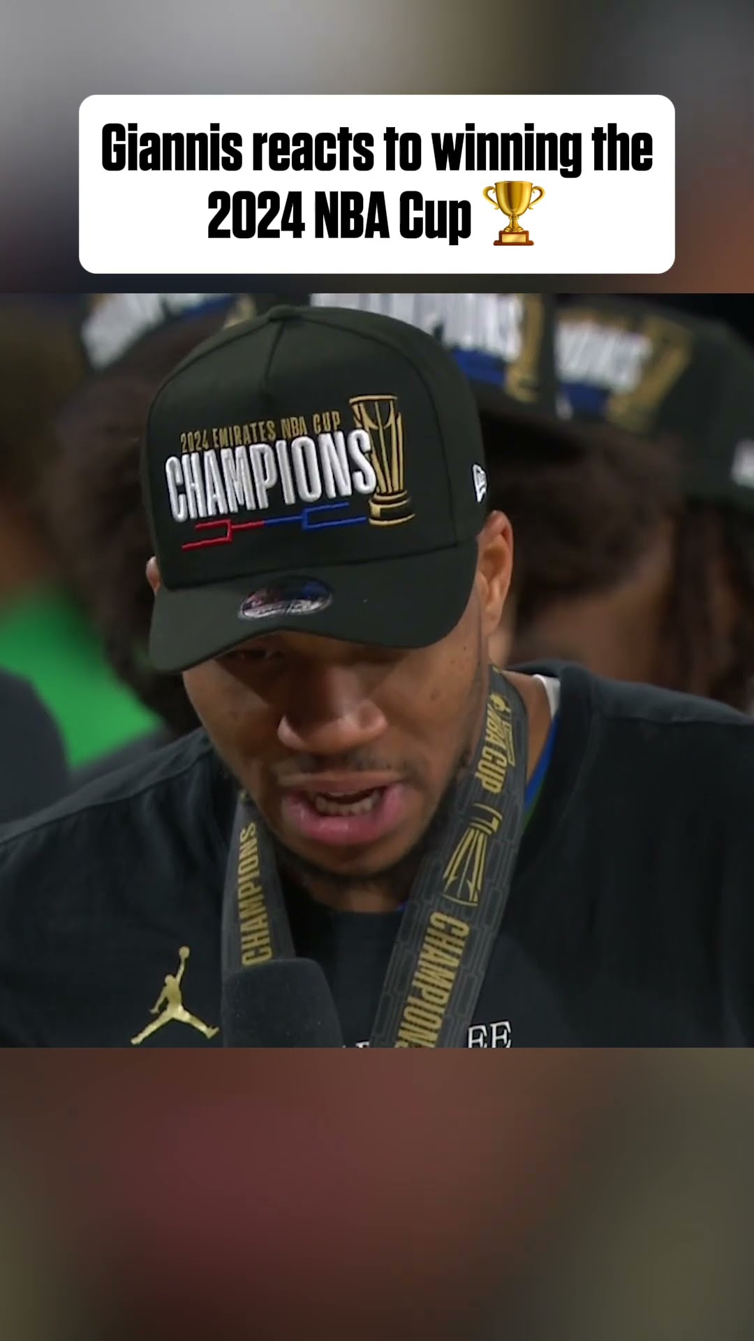 Giannis' reaction to winning the NBA Cup ?