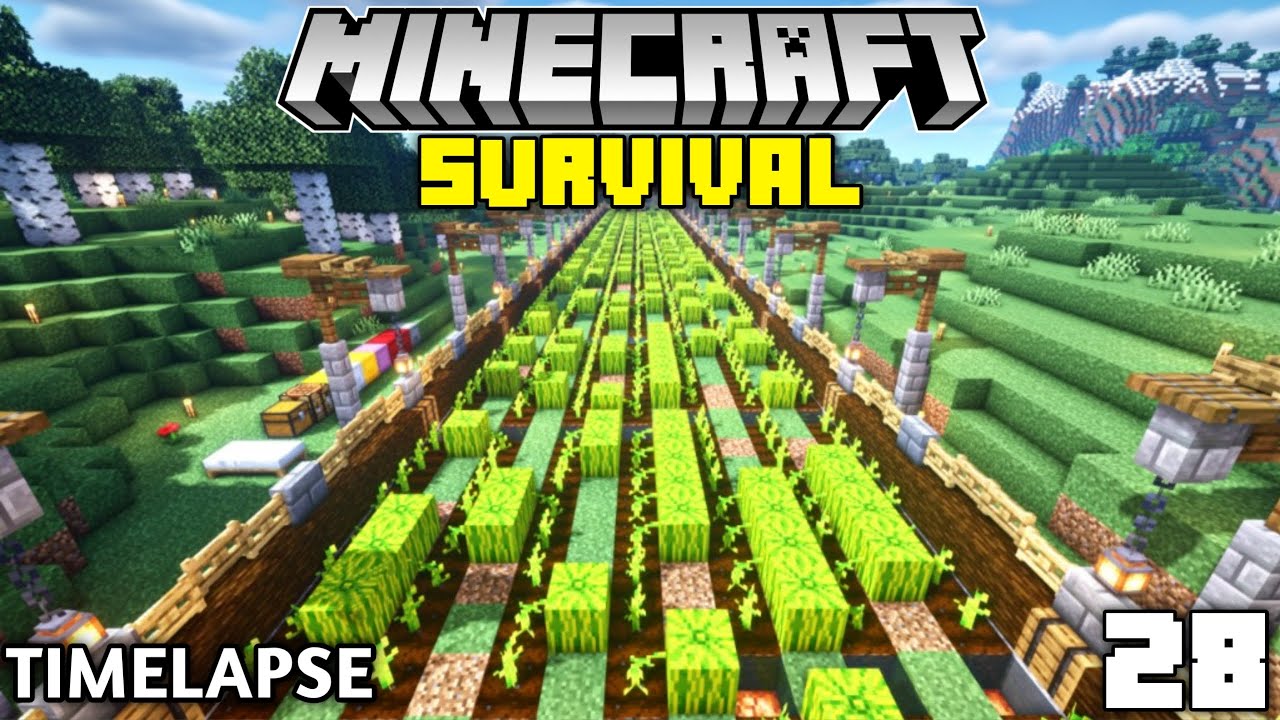 HUGE MELON/BONEMEAL FARM Minecraft Survival Timelapse Season 1