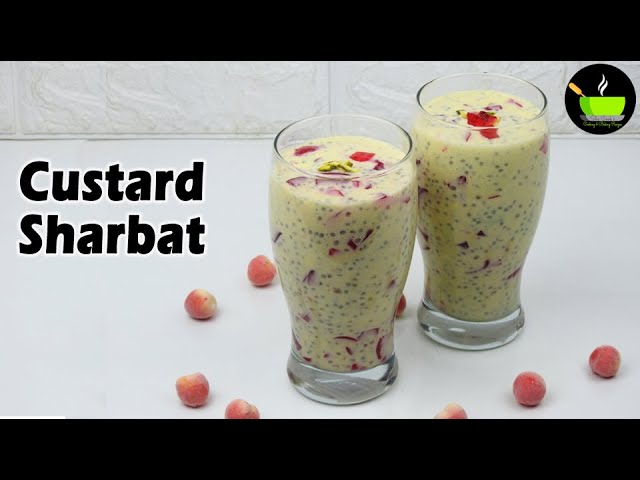 Custard Sharbat Recipe | Doodh Ka Sharbat | Sabudana Sharbat | Custard Badam Sharbat |Summer Recipes | She Cooks
