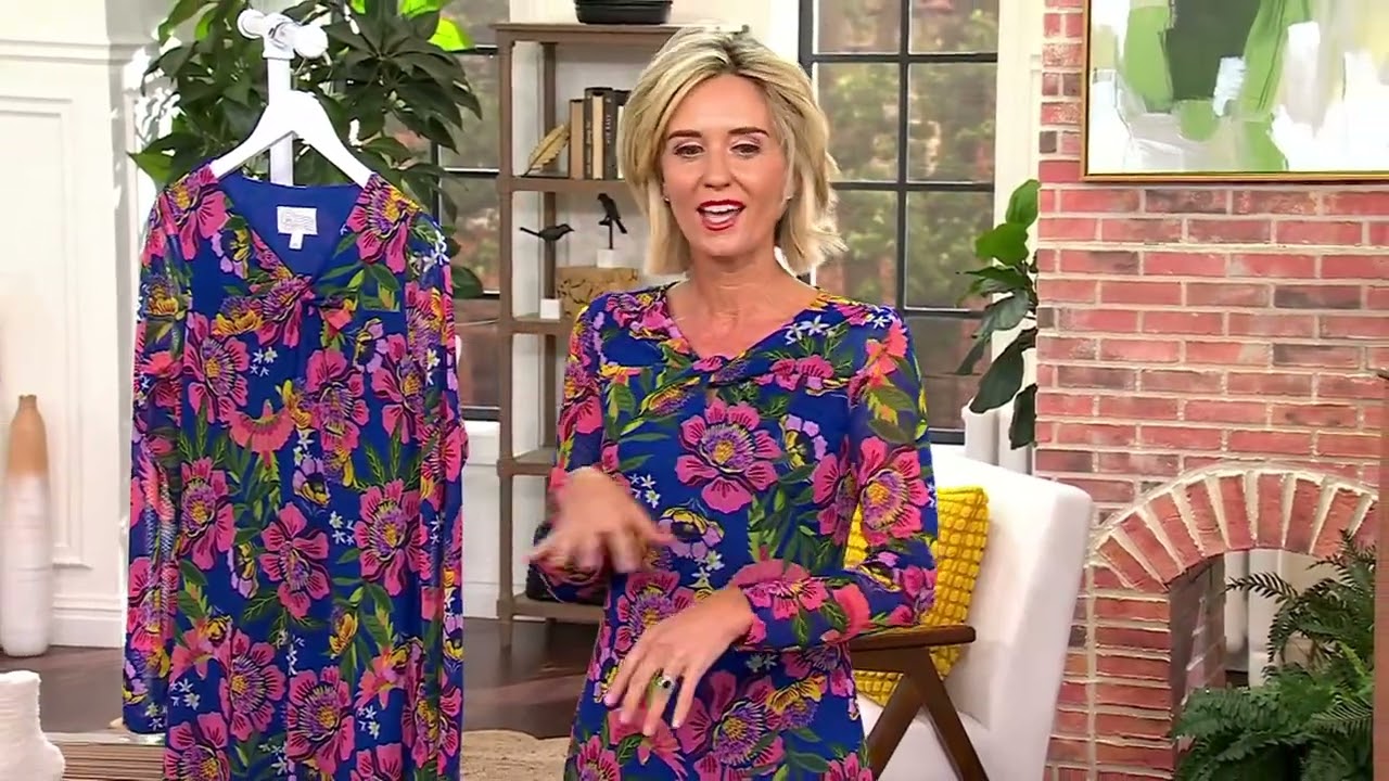 Destination 365 Printed Mesh Midi Dress With Twisted Neck Detail on QVC