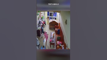 Collapsing ceiling narrowly misses family