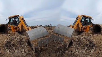 JCB Backhoe Making Drain and Loading Soil in Tractor - Best JCB Backhoe Video Collection 6