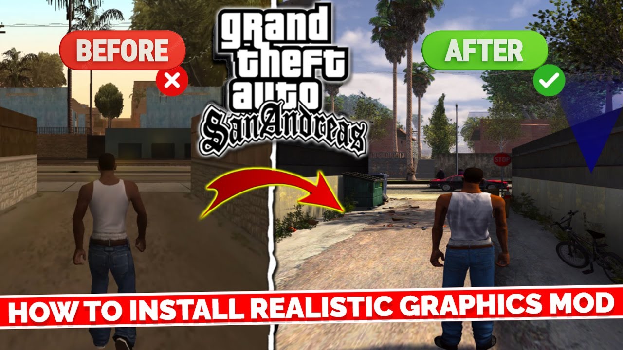 How To Install GTA San Andreas *Realistic* Graphics Mod For Low End PC😍 ...