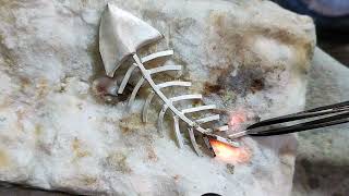 Sterling Silver Fish Bone Pendant Making | Silver Fish Pendant Making