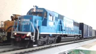 Conrail SD50 Yard Goat Shoving a cut of cars in the Trainville railyard