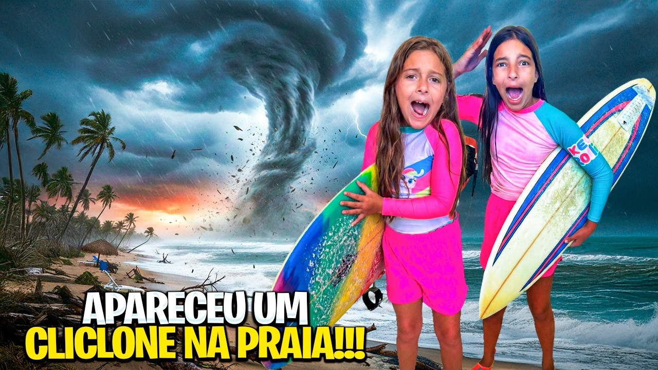 DIA RADICAL NA PRAIA! Um ciclone nos pegou!