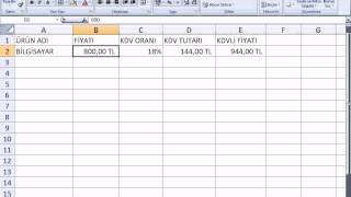 26 ÖRNEK   KDV HESAPLAMA TABLOSU
