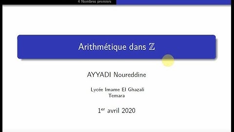 Arithmétique dans Z 1Bac SM : PGCD Algorithme d