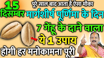 15 दिसंबर रविवार मार्गशीर्ष पूर्णिमा के दिन 7 गेंहू के दाने वाला उपाय जरूर करें || Pradeep Ji Mishra