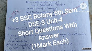 +3 BSC Botany 6th Sem DSE-3 Unit-4 Short Questions With Answer | Fill in the blanks/Oneword Answer |