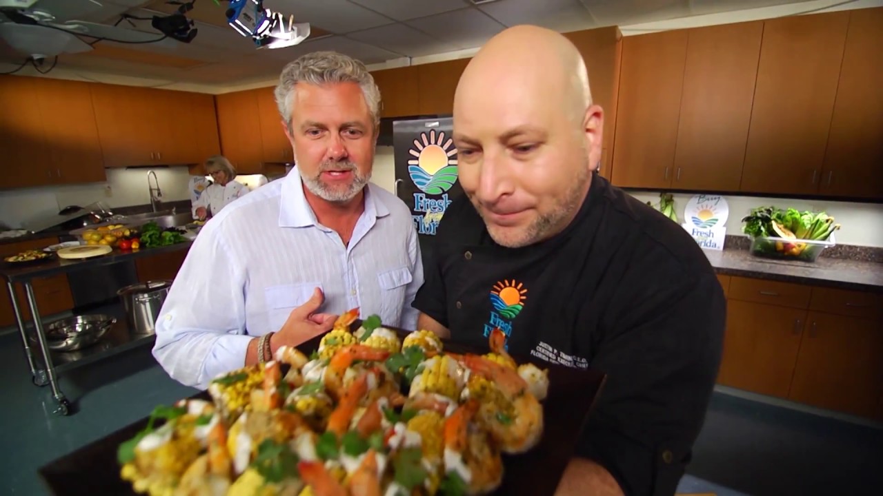 Key West Pink Shrimp with Sweet Corn and Lime Crema