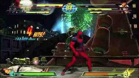 Marvel Vs Capcom 3 - Team Deadpool Vs Team Chris Redfield Gameplay - PlayJamUK