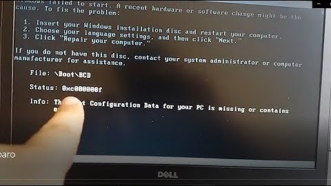 Erro 0xc000000f, \Boot\BCD Como Resolver? Windows Boot Manager (Notebook Dell)
