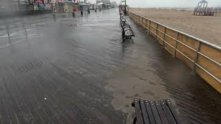 Coney Island in the rain in January 2024