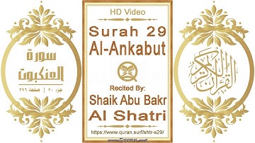 سورة ٠٢٩ العنكبوت | القارئ: شايك أبو بكر الشاطري | نص يبرز فيديو عالي الدقة عن تلاوة القرآن الكريم