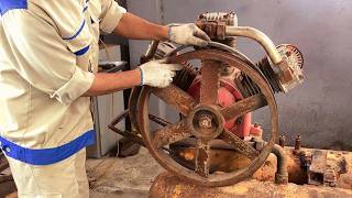 Restoration Mechanic: HITACHI 3 Piston 30Hp Air Compressor Head Seriously Damaged & Abandoned