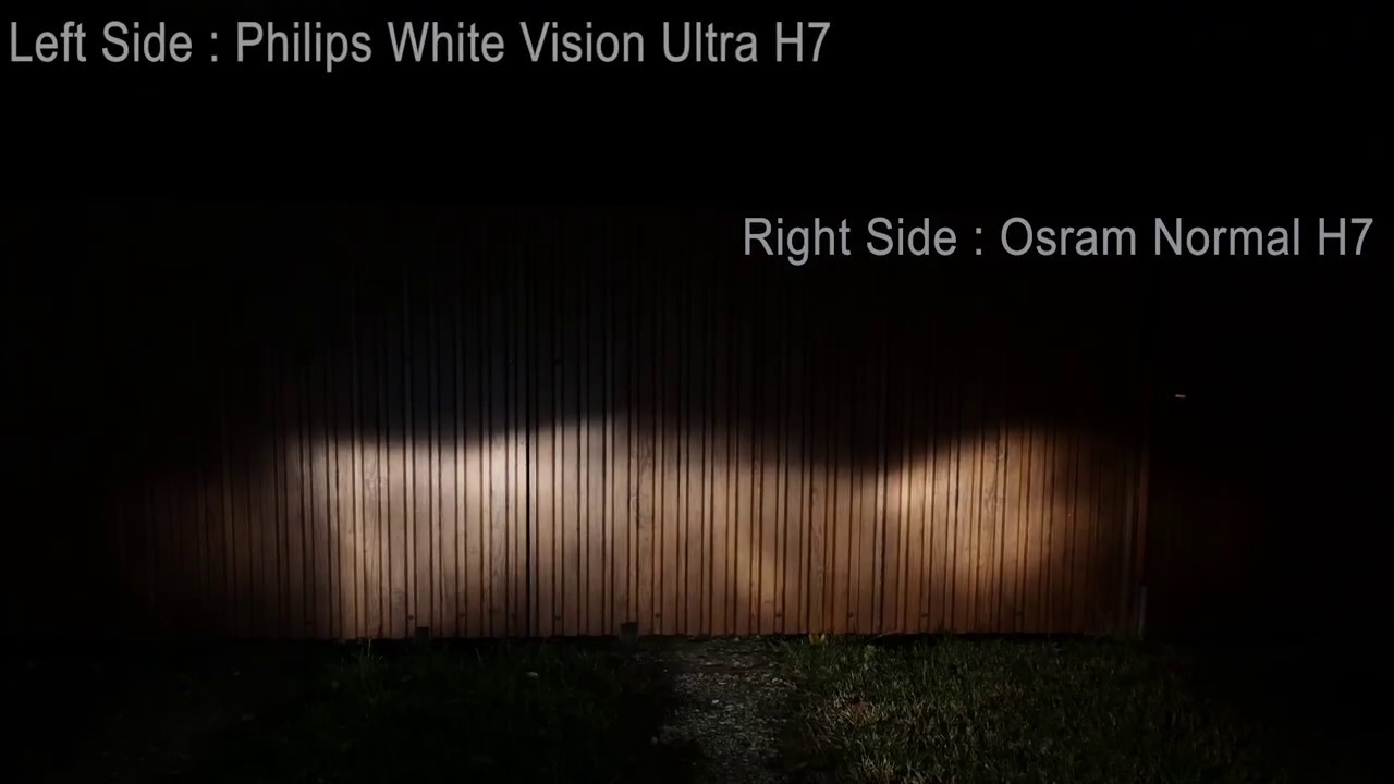 Philips WhiteVison Ultra H7 vs Osram Normal H7 