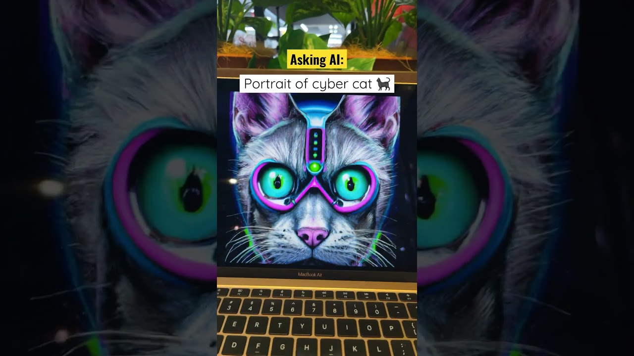 Asking AI: portrait of cyber cat 🐈‍⬛