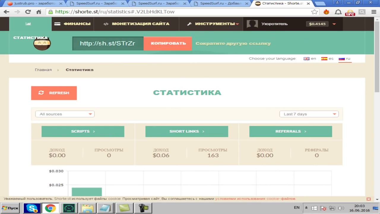 Пассивный доход на сайте shorte.st, про помощи сервиса автоматических просмотров   2016