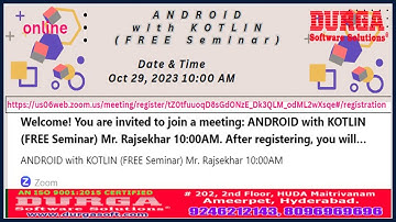 ANDROID with KOTLIN (FREE Seminar) Online Training @ DURGASOFT