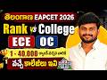 TG EAPCET 2026 ECE OC Rank vs College | 1 - 40,000 ర్యాంక్ వచ్చిన వారికి వచ్చే కాలేజీలు ఇవి