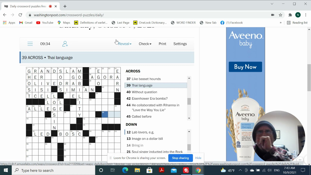 Live Solve WP Crossword 10 9 21