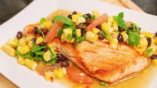 Salmon with Thai Corn & Bean Salsa - Hot Thai Kitchen!