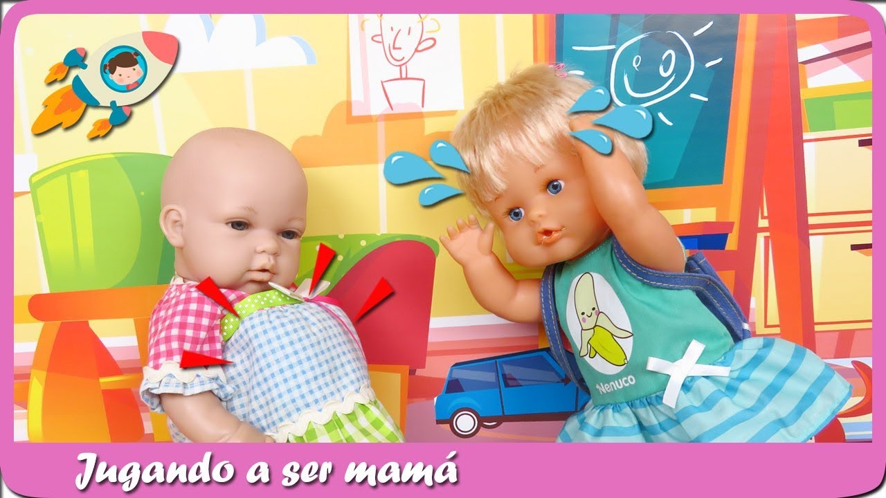 Jugando a ser mamás embarazadas Nenuco Laura y la bebé Lucía Historias de Mundo Juguetes en español - YouTube