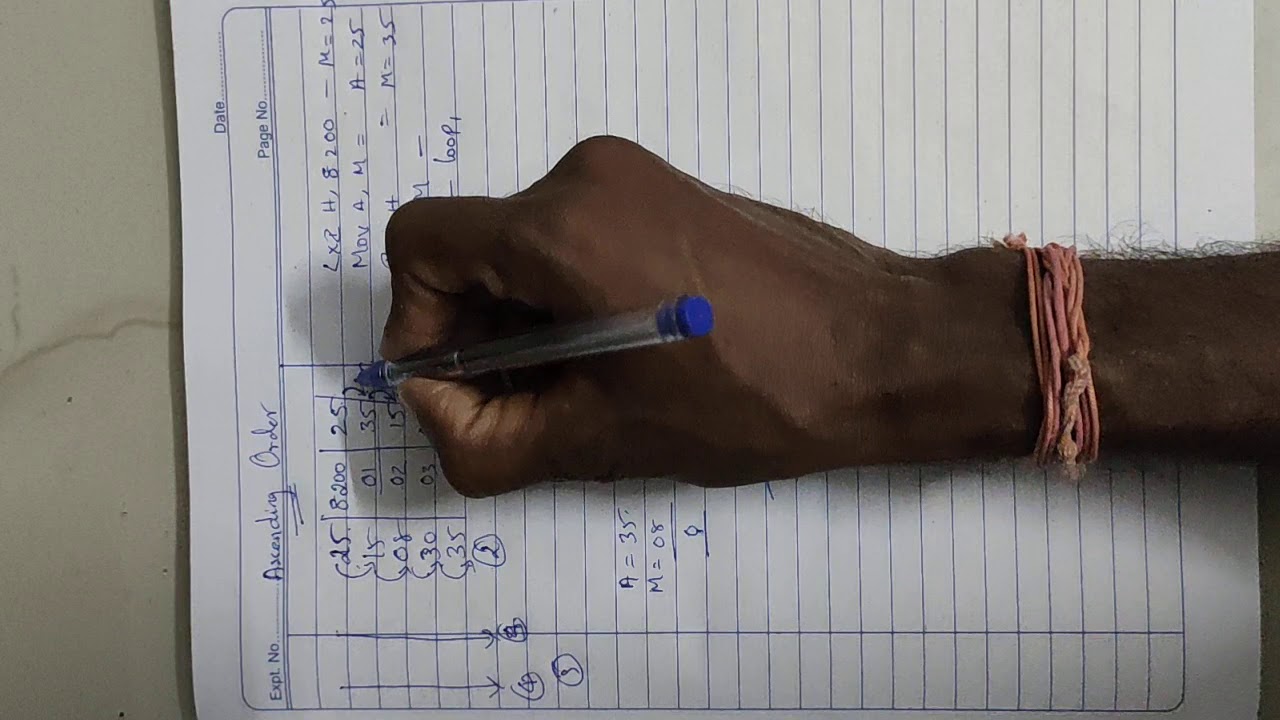 Ascending order program Microprocessor - YouTube