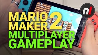 Super Mario Maker 2 Multiplayer Gameplay, Co-Operative \& Competitive (Offscreen)