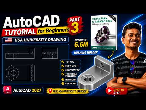 AutoCAD 2027 Tutorial for Beginners | Orthographic Projection | USA University Drawing