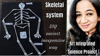 Human Skeletal System|Cotton swab skeleton |Q tips|Ear buds DIY skeleton |Art Integrated  Project