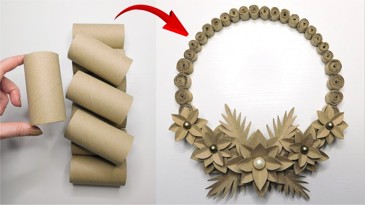 I Made Easy Decoration from Toilet Paper Rolls ♻️ Mini Wreath DIY Idea 🌺 Smart Paper Craft Tutorial