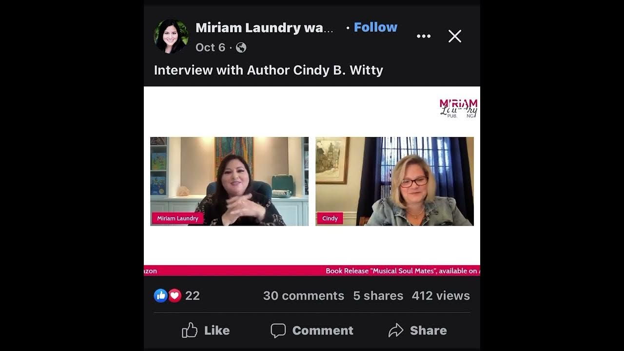 Cindy B Witty interviewed by Miriam Laundry Publishing YouTube
