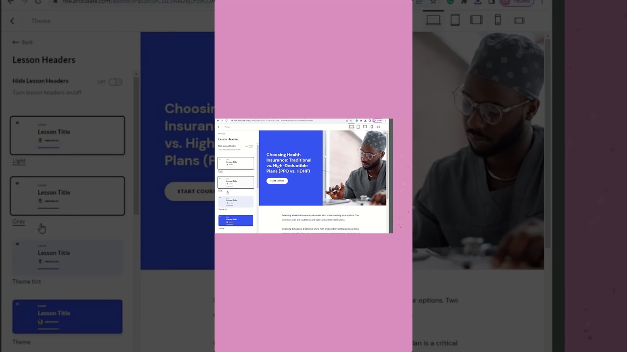 Customize the lesson header in Articulate Rise 