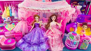 Satisfying Unboxing Barbie Purple & Pink Princess, Canopy Bed & Baby Toys ASMR screenshot 5