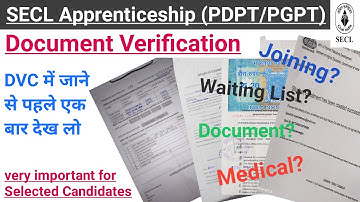 SECL Apprenticeship Document verification | PDPT DVC | PGPT DVC | Mining Gurukul