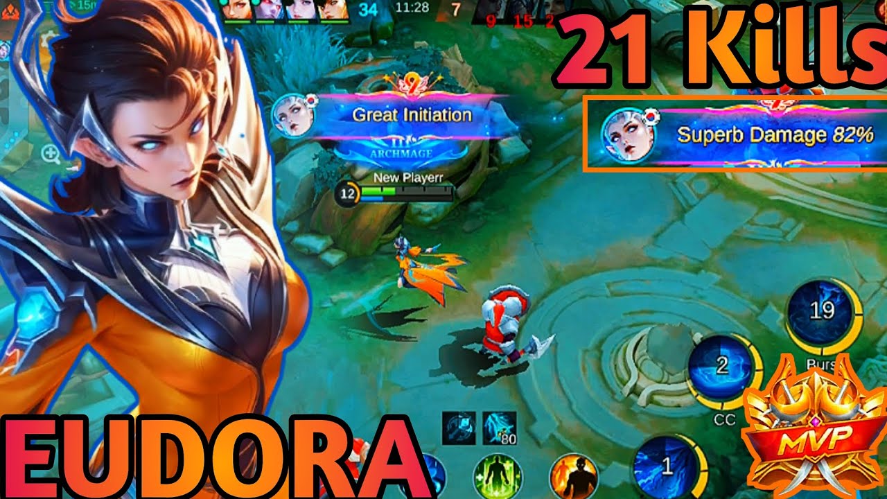 21 Kills!! God Among Men Eudora Death Machine | Massive Damage Legendary & MVP Gameplay | MLBB 5v5