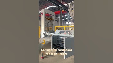 Corrugated cardboard robot palletizer with 4 side squaring device