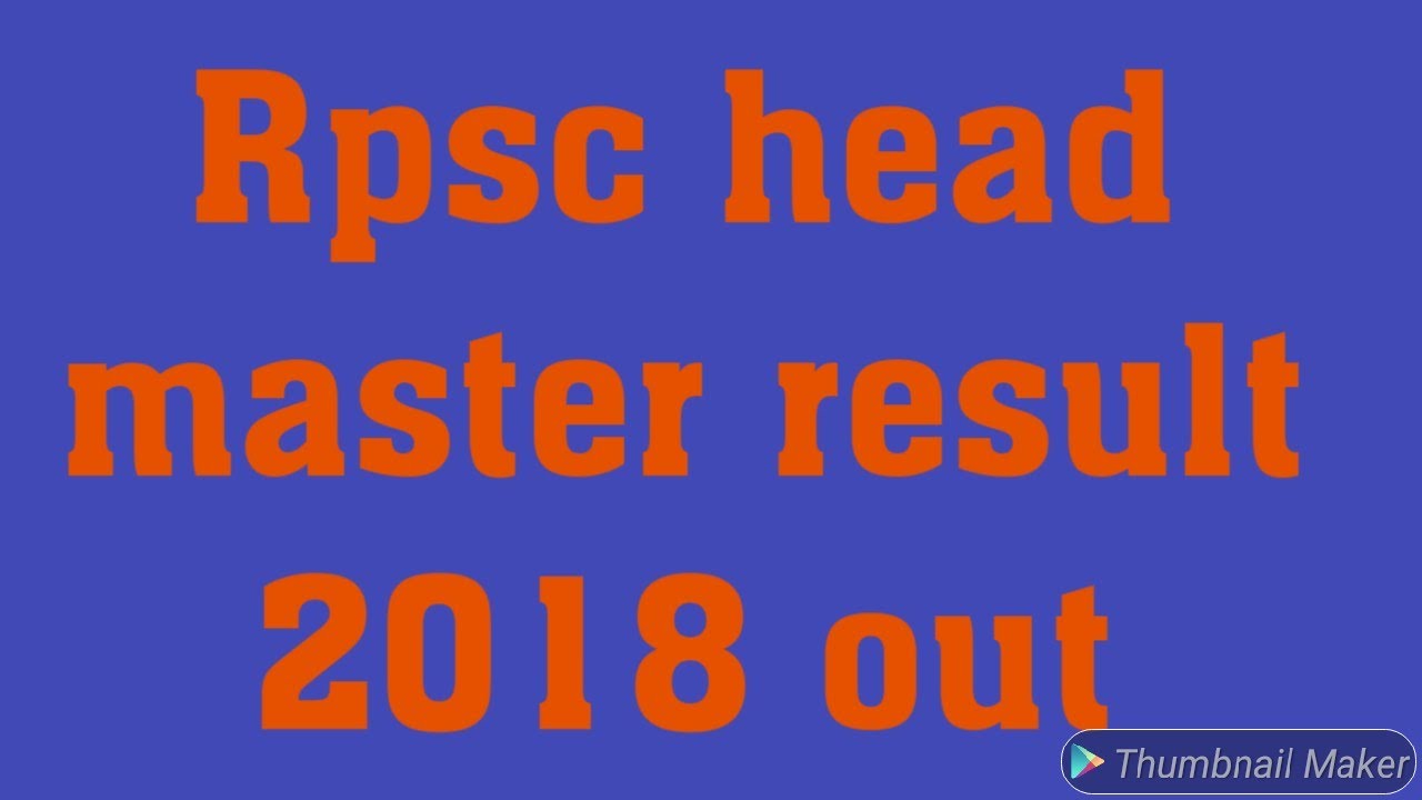 Rpsc head master result out