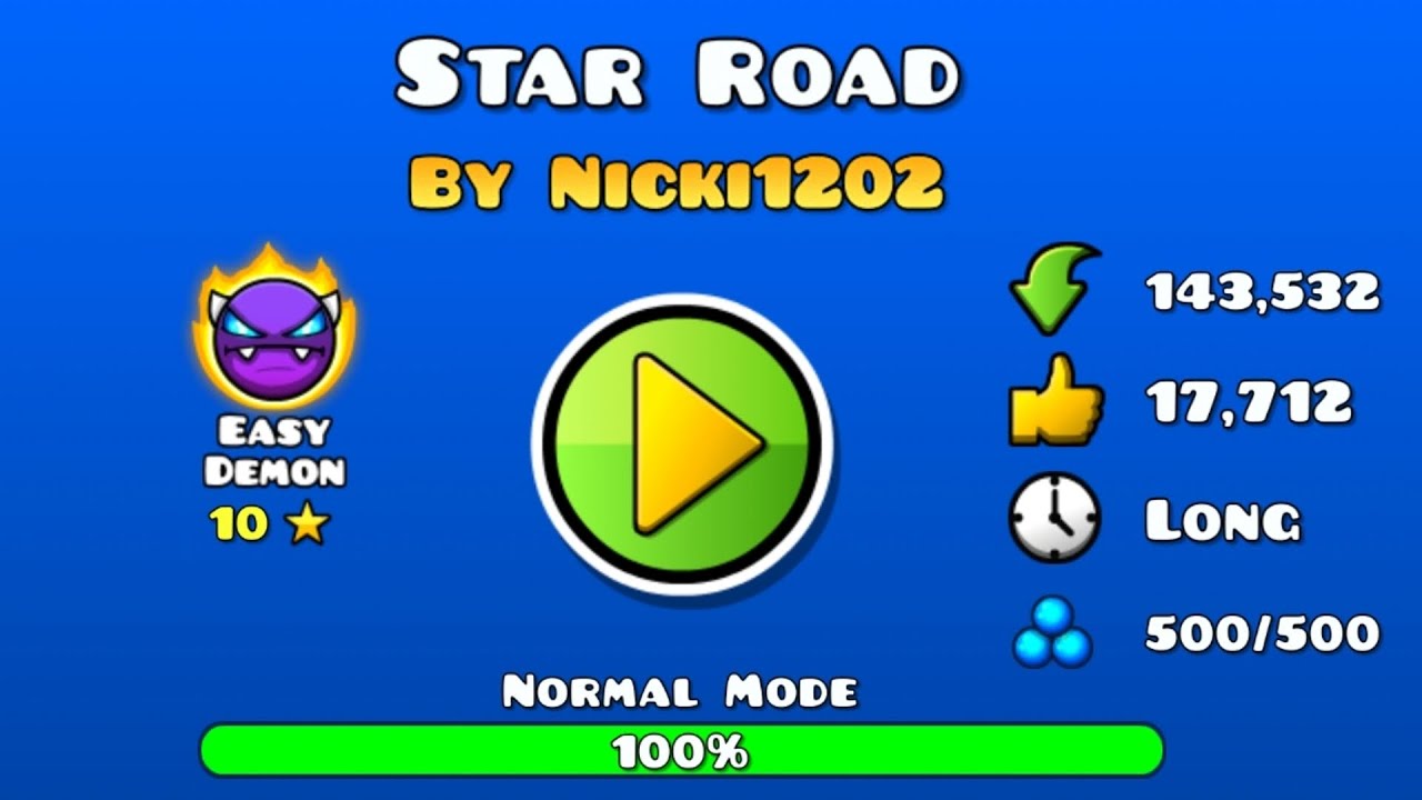 15th Demon Completed! Star Road by Nicki1202! Geometry Dash - YouTube