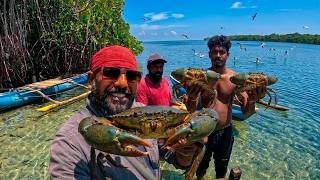 Epic Mud Crab Catching in Sri Lankan Estuary | මඩ කකුලු දඩයම | Best Mud Crab Fishing Adventure 👣😲🦀