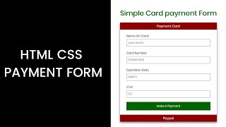 How To Make Simple Payment Form Using HTML & CSS | HTML CSS Tutorial For Beginners
